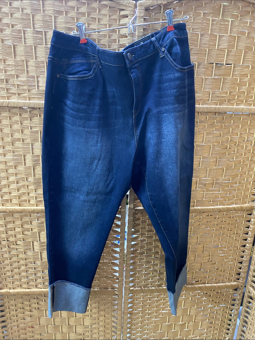 1822 Denim Dark Blue Ankle-Cropped Stretch Jeans